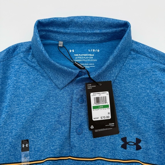NWT New Under Armour Men's Playoff 3.0 Stripe Golf Polo Large L Shirt UA Top - Picture 4 of 4